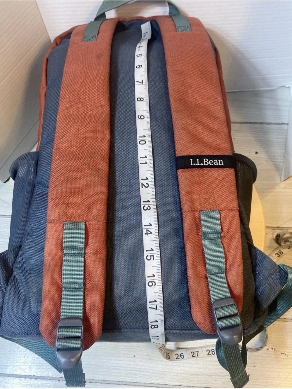 L.L. Bean Backpack Two-Tone Orange Grey Cordura Nylon Daypack School Hiking